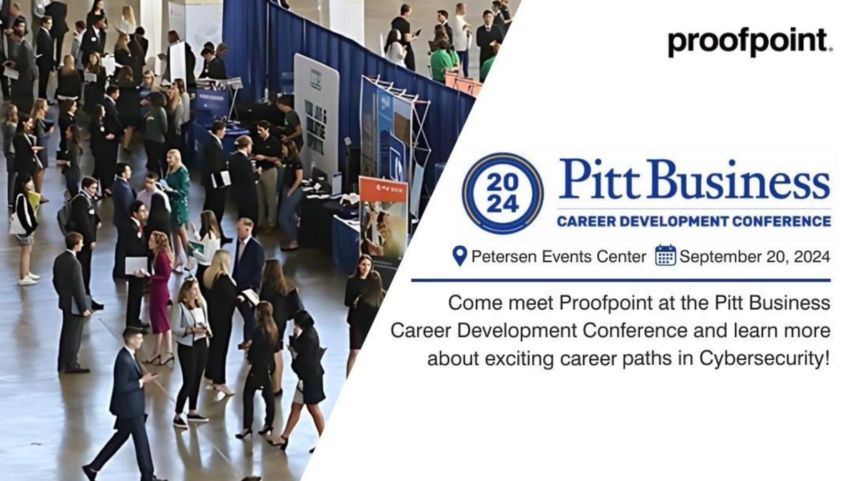 Proofpoint is coming to the University of Pittsburgh!

Our team will be on campus tomorrow from 11AM to 2PM (ET), ready to connect with passionate students at the Pitt Business Career Development Conference. 

ow.ly/vZCN50Trq4Y 

#LifeAtProofpoint #UniversityRecruiting