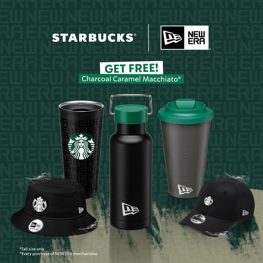 SbuxIndonesia's tweet photo. Don't sleep on this! Our blend of culture collection is too good to miss 🥹

Berbagai merch New Era x Starbucks bisa kamu koleksi, ada tumbler, topi dan bucket hat, semuanya bikin style next level 🧢✨ Bonus pembelian merch ini, dapet Charcoal Caramel Macchiato for FREE!

Baru jadi member Starbucks? Mau dapetin minuman harganya Rp 25rb dan berbagai rewards menarik? Yuk, konek member kamu di Starbucks app 🤳 Swipe sampai mentok juga promo hari ini yaa.