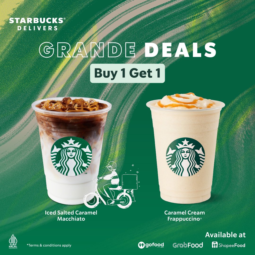 SbuxIndonesia's tweet photo. Don't sleep on this! Our blend of culture collection is too good to miss 🥹

Berbagai merch New Era x Starbucks bisa kamu koleksi, ada tumbler, topi dan bucket hat, semuanya bikin style next level 🧢✨ Bonus pembelian merch ini, dapet Charcoal Caramel Macchiato for FREE!

Baru jadi member Starbucks? Mau dapetin minuman harganya Rp 25rb dan berbagai rewards menarik? Yuk, konek member kamu di Starbucks app 🤳 Swipe sampai mentok juga promo hari ini yaa.