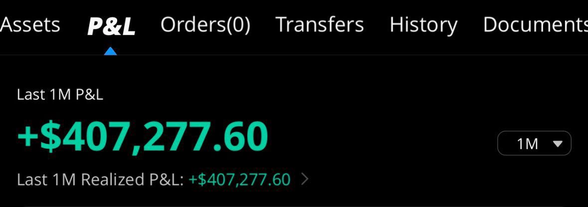 moneymotive888's tweet photo. $1k into $407k in 20 trading days

That is over $4,800,000 a year

Like + Comment “Trade” ❤️ and I’ll dm you personal strategy https://t.co/Z6mPEBtBbI