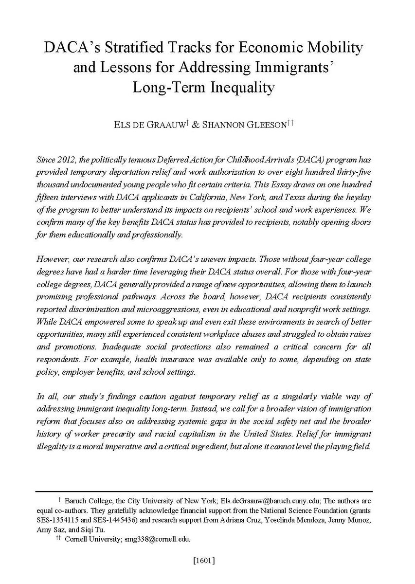 Els de Graauw 🇳🇱 🦋 🗽 (@edegraauw) on Twitter photo 🌟🌟 Just out, my co-authored article with @shannonmgleeson in <a href="/uclawjournal/">UC Law Journal</a>, on "DACA’s Stratified Tracks for Labor Mobility and Lessons for Addressing Immigrants’ Long-Term Inequality." Freely accessible online!
hastingslawjournal.org/dacas-stratifi…
<a href="/MigCitizenAPSA/">APSA Migration & Citizenship Section</a>
<a href="/GC_Migration/">M.A. Program in International Migration Studies</a> 🌟🌟 Just out, my co-authored article with @shannonmgleeson in <a href="/uclawjournal/">UC Law Journal</a>, on "DACA’s Stratified Tracks for Labor Mobility and Lessons for Addressing Immigrants’ Long-Term Inequality." Freely accessible online!
hastingslawjournal.org/dacas-stratifi…
<a href="/MigCitizenAPSA/">APSA Migration & Citizenship Section</a>
<a href="/GC_Migration/">M.A. Program in International Migration Studies</a>