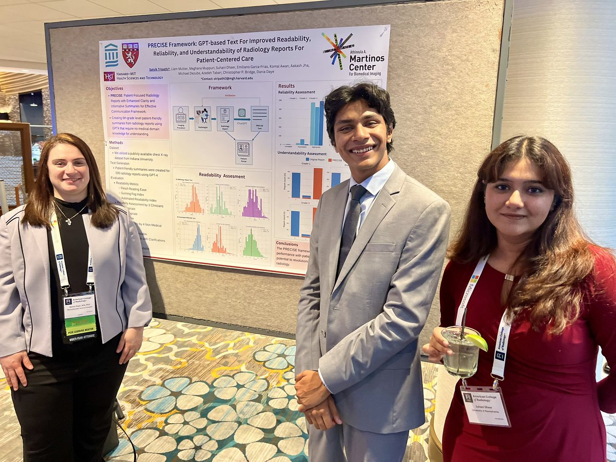 Satvikt_ai's tweet image. Team #PRECISE represents at #QSI2024.

Enhancing patient-centered care with 6th-grade level #radiology report summaries using #LLMs 🩻

Shout out to our mentor @DaniaDaye and @qtimlab