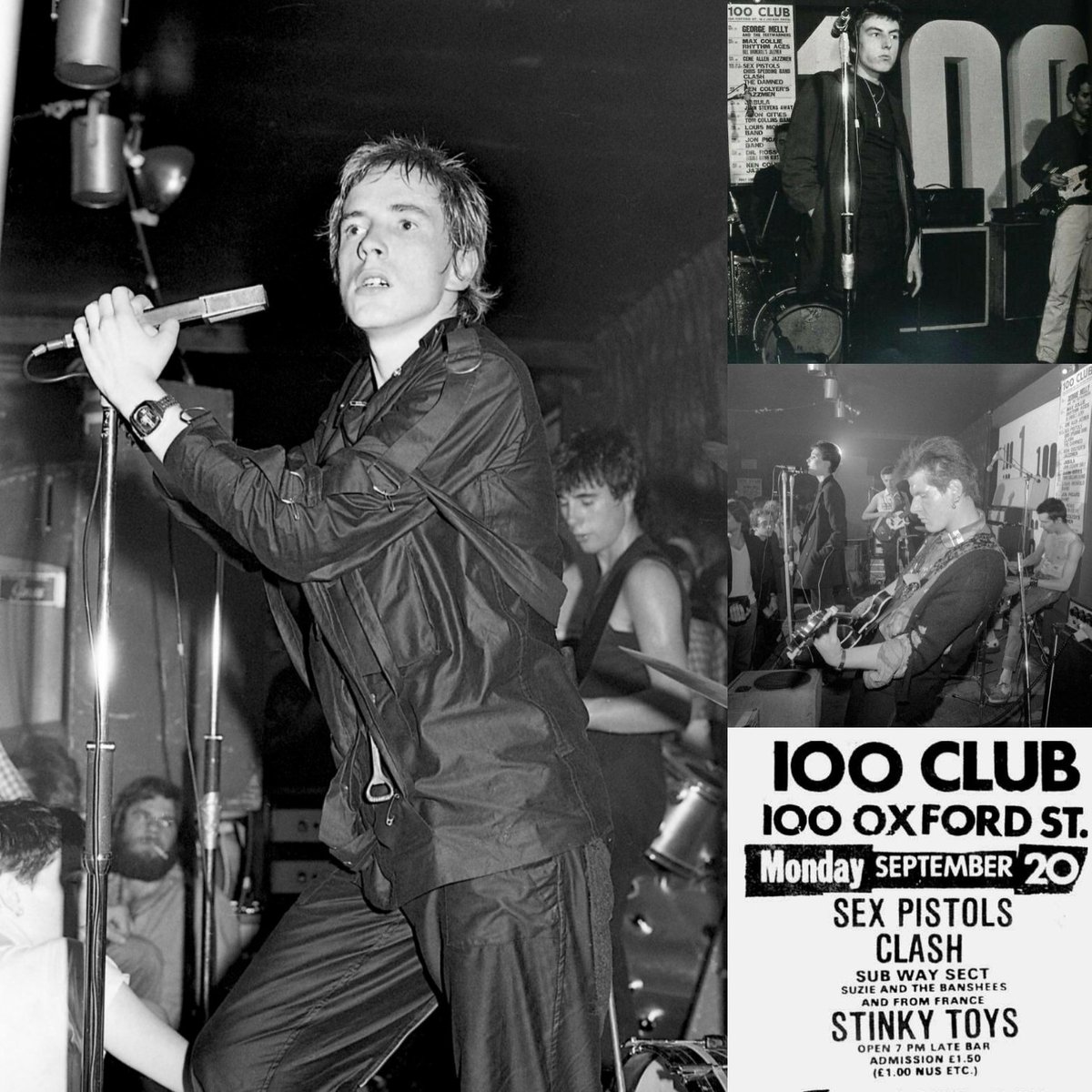 PunkRockStory's tweet photo. 48 years ago today
Sex Pistols, Subway Sect, and Siouxsie and the Banshees at the first night at the 100 Club punk festival, September 20, 1976.
#punk #punks #punkrock #oldschoolpunk #100club #sexpistols #subwaysect #history #punkrockhistory #otd https://t.co/nkPBf677oK
