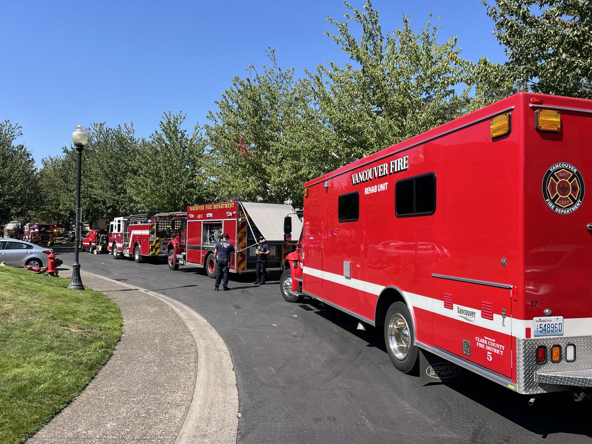 Vancouver Fire assisting Gresham Fire with a rehab and air truck during the airplane two weeks ago.