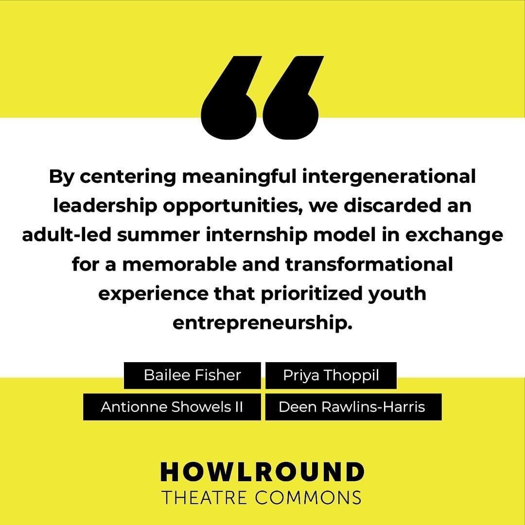 Youth Producer Program alongside Deen Rawlins-Harris recently shared their experiences with HowlRound on producing the Revive Youth Festival, what is needed to facilitate youthful production experiences, &amp; how to create spaces for youth to feel welcomed. buff.ly/4ewjypu