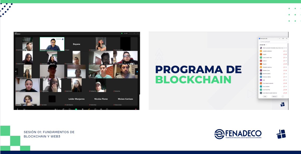 Iniciamos nuestra primera clase del curso blockchain para estudiantes de economía con <a href="/FENADECO/">FENADECO</a> 📚⛓️📊!