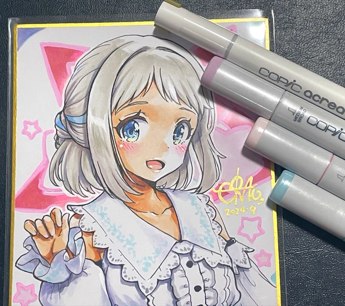 ひとまずリーリヤミニ色紙完成しました 
