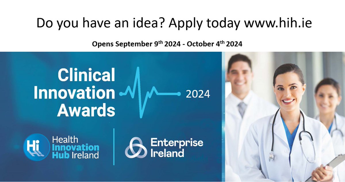 Health Innovation Hub Ireland (@hihireland) on Twitter photo Submit your application here today hih.ie/engage/clinica…
@saoltagroup <a href="/HSELive/">HSE Ireland</a> <a href="/Entirl/">Enterprise Ireland</a> <a href="/MTU_ie/">Munster Technological University</a> <a href="/CUH_Cork/">Cork University Hospitals</a> <a href="/UHW_Waterford/">Univ Hosp Waterford</a> <a href="/TempleStreetHos/">CHI at Temple Street</a> @HrSswhg @IEHospitalGroup <a href="/RCSI_Irl/">RCSI</a> Submit your application here today hih.ie/engage/clinica…
@saoltagroup <a href="/HSELive/">HSE Ireland</a> <a href="/Entirl/">Enterprise Ireland</a> <a href="/MTU_ie/">Munster Technological University</a> <a href="/CUH_Cork/">Cork University Hospitals</a> <a href="/UHW_Waterford/">Univ Hosp Waterford</a> <a href="/TempleStreetHos/">CHI at Temple Street</a> @HrSswhg @IEHospitalGroup <a href="/RCSI_Irl/">RCSI</a>