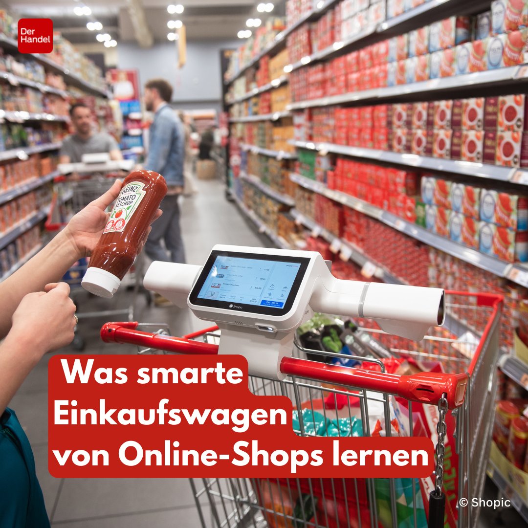 Digitale Einkaufswagen holen Funktionen aus der Online-Welt in den stationären Lebensmittelhandel: Sie listen ausgewählte Waren und ihre Preise auf, sie können Produkte empfehlen, Kunden zum richtigen Regal führen und Rabattaktionen ausspielen: lnkd.in/eJ2cEyb6
