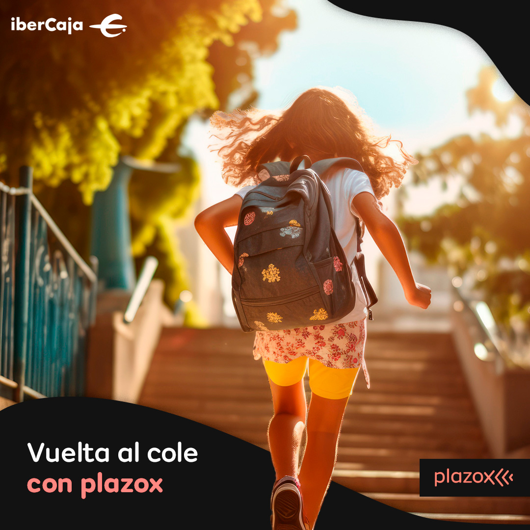 ibercaja's tweet photo. 🎒 ¡Haz la vuelta al cole más fácil con #plazox! 

📚 Ahora puedes pagar todo lo necesario para las clases en cómodas cuotas con tu tarjeta de crédito.

👉 Con #plazox es aún más fácil, paga en cómodas cuotas y poco a poco.

ℹ Más info y condiciones en https://t.co/Rim4UgvDxw 
@plazox_es