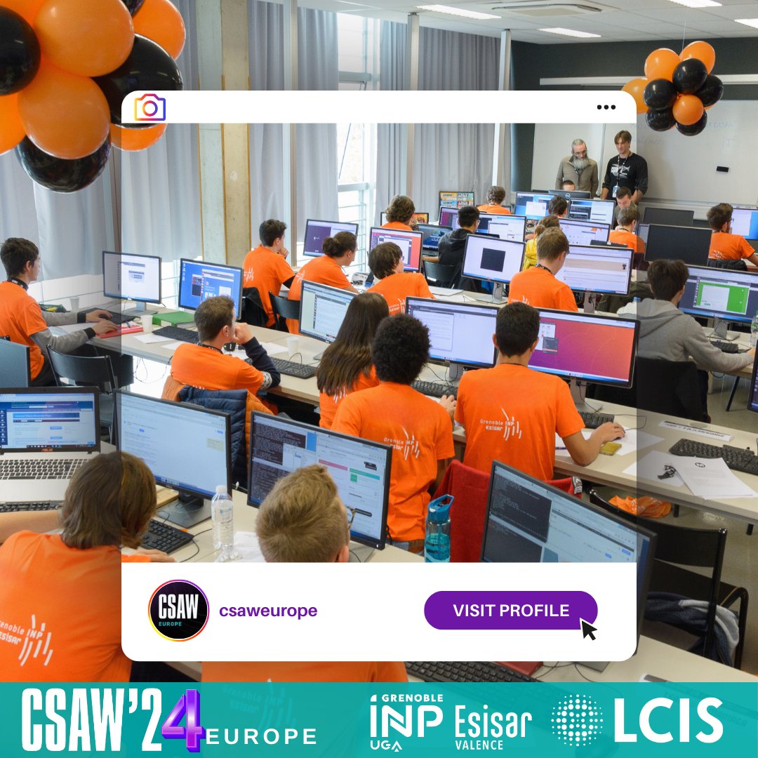 🔒📆 CSAW Europe is on Instagram! 🌐 Follow us on Instagram so you don't miss out on any of our news! Each week, we'll keep you up to date with the latest news, upcoming challenges and competition highlights. 🚀
#CSAW_EUROPE
