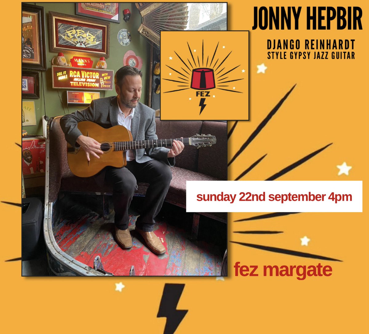 Jonny Hepbir (@jonnyhepbir) on Twitter photo This Sunday 22nd September from 4pm at <a href="/Fezmicropub/">Fezmargate</a> in #margatekent #djangoreinhardt style #gypsyjazz guitar come on down for #swingjazz action to end the weekend
#margatecreatives #margateoldtown This Sunday 22nd September from 4pm at <a href="/Fezmicropub/">Fezmargate</a> in #margatekent #djangoreinhardt style #gypsyjazz guitar come on down for #swingjazz action to end the weekend
#margatecreatives #margateoldtown