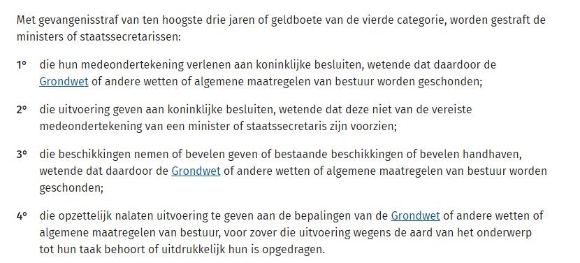 frieke72's tweet image. Even een wistjedatje voor de ministers n.a.v. 'asielcrisis' en noodwet versus #grondwet:
ministers die willens en wetens onwettelijke besluiten nemen, plegen een misdrijf (art 355 wetboek van strafrecht) 
#algemenebeschouwingen #APB