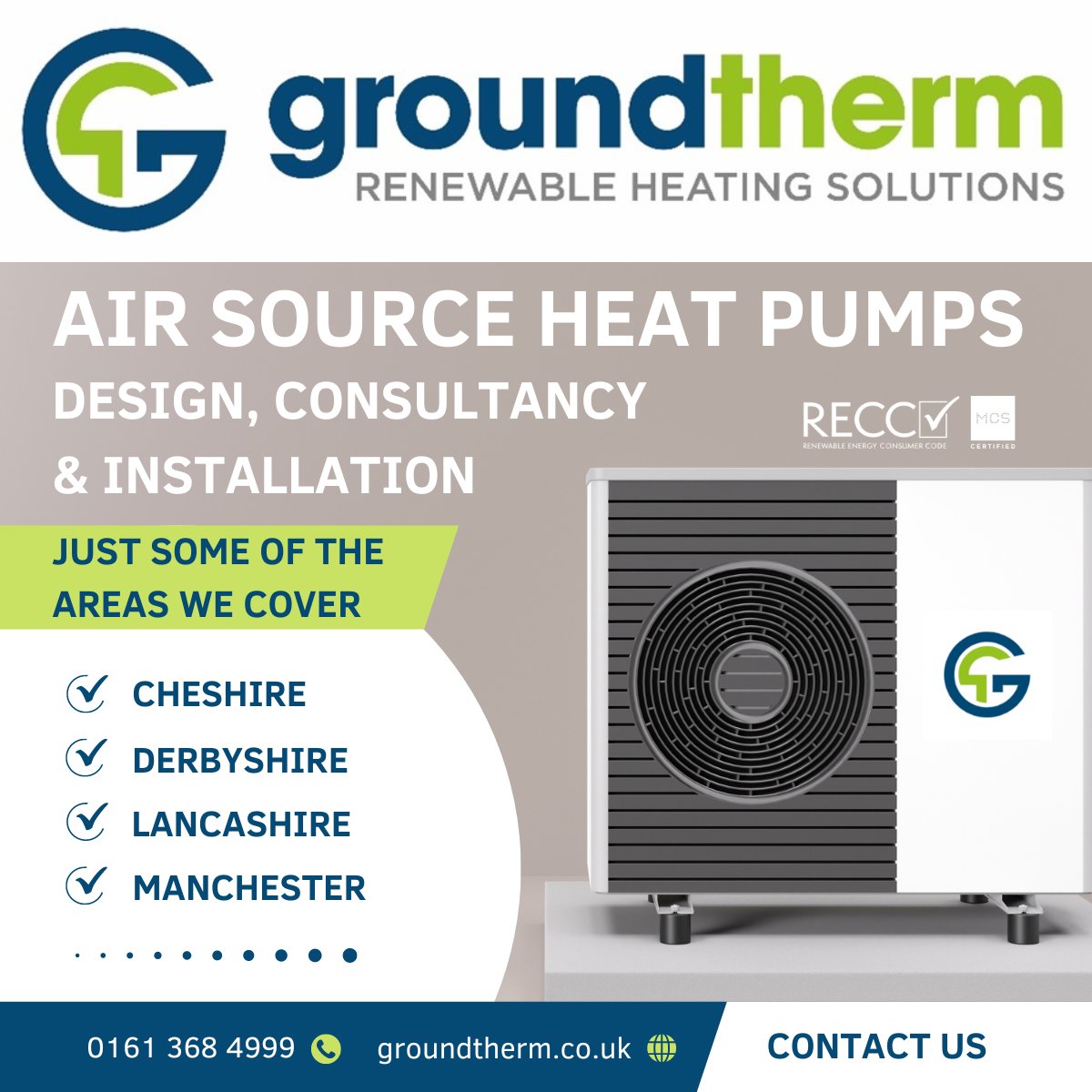 Our team of experts will handle everything from assessing your home's heating needs to designing a tailored system, followed by professional installation and ongoing support.

#hvac #renewables #Manchester #Cheshire #Derbyshire #ashp