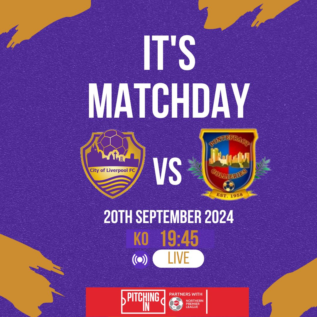 purpsmatchday's tweet image. Matchday ⚽️

Let's do this

📅 | Fri 20 Sept
🏆 | FA Trophy
🆚 | Pontefract Collieries FC 
️🏟 | DCBL Stadium, WA8 7DZ
📻 | colfc.mixlr.com
🎟 | On the gate or via ⬇️

app.fanbaseclub.com/Fan/Dashboard?…

#UpThePurps 🟣⚪️🟡