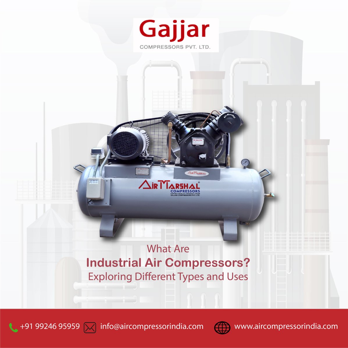 aircompressor86's tweet image. 🙋‍♂️What Are Industrial Air Compressors? Exploring Different Types and Uses aircompressorin.blogspot.com/2024/09/what-a… #aircompressor #screwcompressor #ManufacturerAndExporter #supplier #industrial #gajjarcompressor #airmarshalcompressor