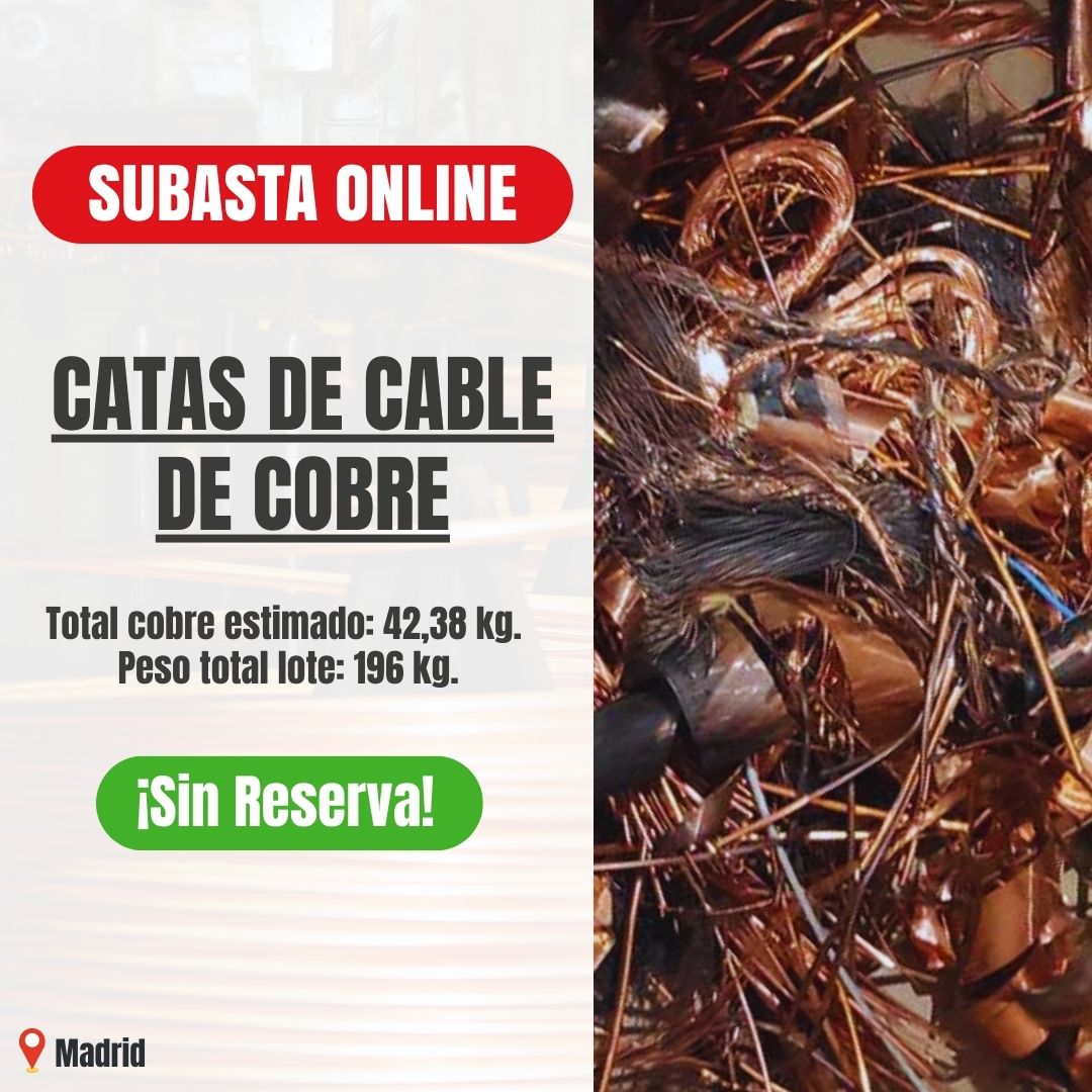 📣 ¡Liquidación online! Lote de catas de bobinas de cable, total estimado de 42.38 kg de cobre y un peso total de 196 kg. Todo sin precio mínimo de venta para adjudicar. ¡Puja ahora desde Escrapalia! bit.ly/3zAZ1RD 

#SubastaOnline #Cobre #GestoresResiduos