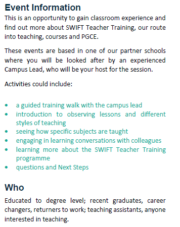 Join us on our next classroom experience event on 2nd October at Orchard Vale Primary School.

To book ⬇️
forms.office.com/e/TLeZRm2PR2
