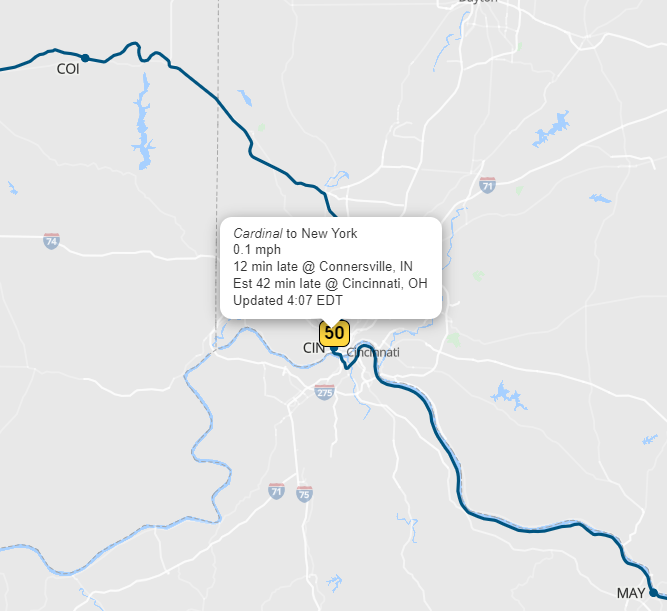 AmtrakStatus's tweet image. ALERT! 📷 Train 50 'Cardinal' is running behind schedule by 0 hour and 12 minutes.
Need to know when it arrives? Track your train in real-time: trains-today.com/train/amtrak-50
📷 Stay on track with us! #Amtrak #TrainRealTime