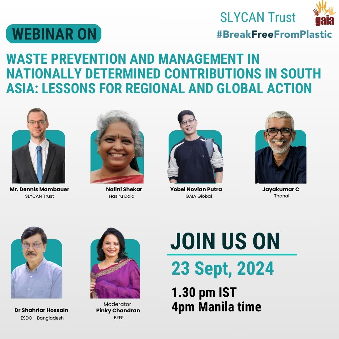 Join the webinar on Waste Prevention and Management in Nationally Determined Contributions in South Asia: Lessons for Regional and Global Action.

Sep 23, 10:30 PM (IST &amp; Colombo), 2 PM (Dhaka), 3 PM (Jakarta), 4 PM (Manila) 

Register here: bit.ly/3ZPcVur