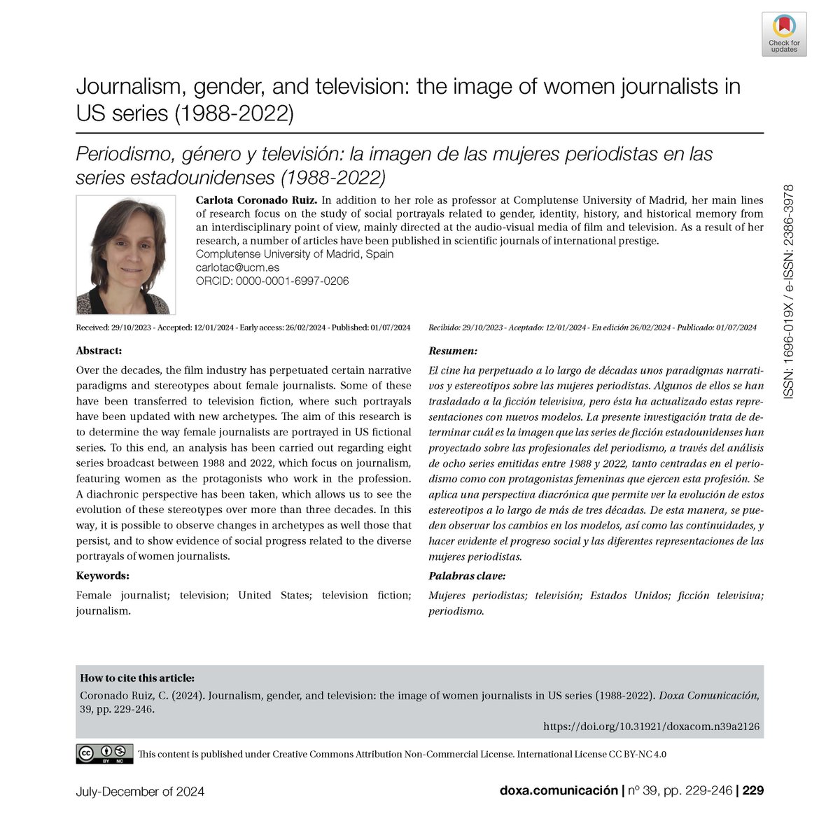 Journalism, gender, and television: the image of women journalists in US series (1988-2022)

👌🏻 By Carlota Coronado Ruiz from <a href="/unicomplutense/">Complutense</a> 

DOI: doi.org/10.31921/doxac…

#Femalejournalist #television #UnitedStates    #televisionfiction  #journalism #research #DoxaComunicación