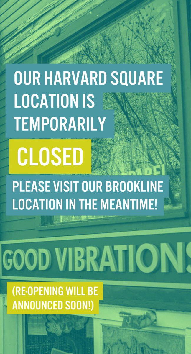 Our Harvard Square location is temporarily CLOSED but you can still visit us at our Brookline store (or order online!) 

goodvibes.com