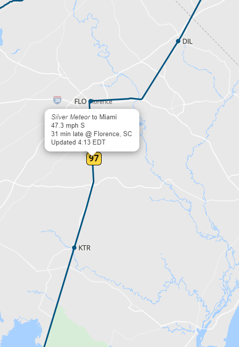 AmtrakStatus's tweet image. ALERT! 📷 Train 97 'Silver Meteor' is running behind schedule by 0 hour and 31 minutes.
Need to know when it arrives? Track your train in real-time: trains-today.com/train/amtrak-97
📷 Stay on track with us! #Amtrak #TrainRealTime