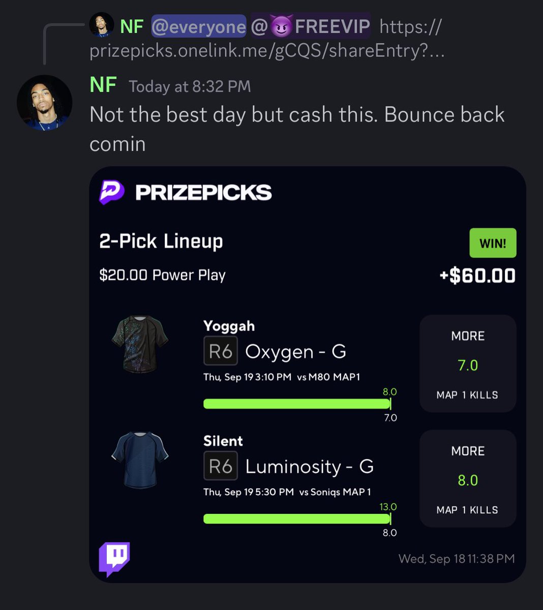 TeamDelira's tweet photo. No matter what @nfparlay comes through with a banger🎯 

More on the way stay tuned, if you want quick access…like and comment for DISCORD! 🔥 

#prizepicks #esports #cs2 #r6 #kbo #nba #wnba #nfl #ShoheiOhtani #mlb #wakencash #gamblingx #fliff #dabble https://t.co/HQI2fWm0ZN