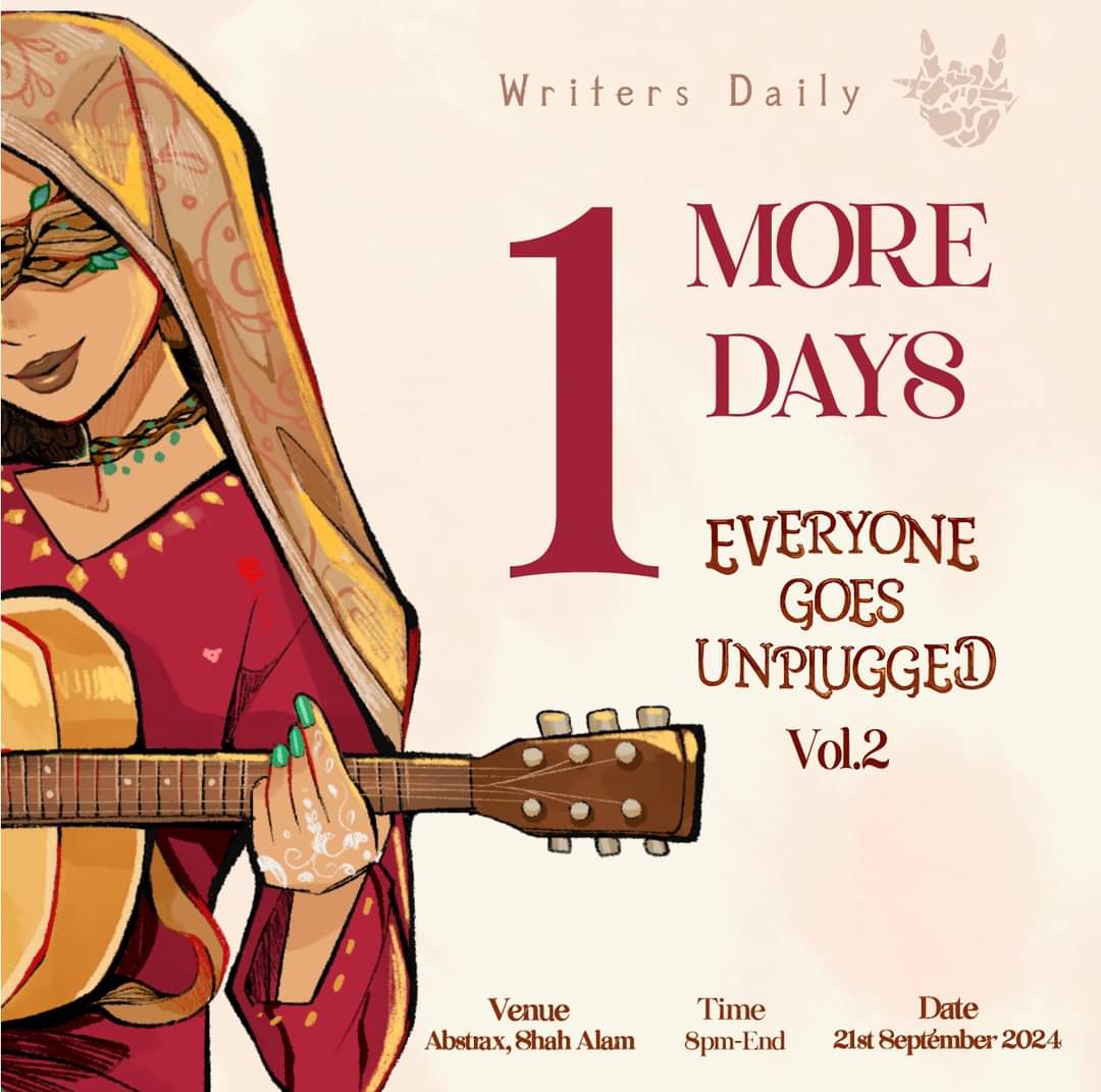 writersdailymy's tweet photo. 1 HARI LAGI EVERYONE GOES UNPLUGGED!

Jangan lepaskan peluang untuk nikmati gig akustik di Shah Alam. Pemegang tiket dapat 10% off untuk minuman terpilih dari @ruang_reda

Jumpa anda di Abstrax, Shah Alam esok tepat jam 8 malam. (Datang awal pun ok) https://t.co/yqjKEtghWl