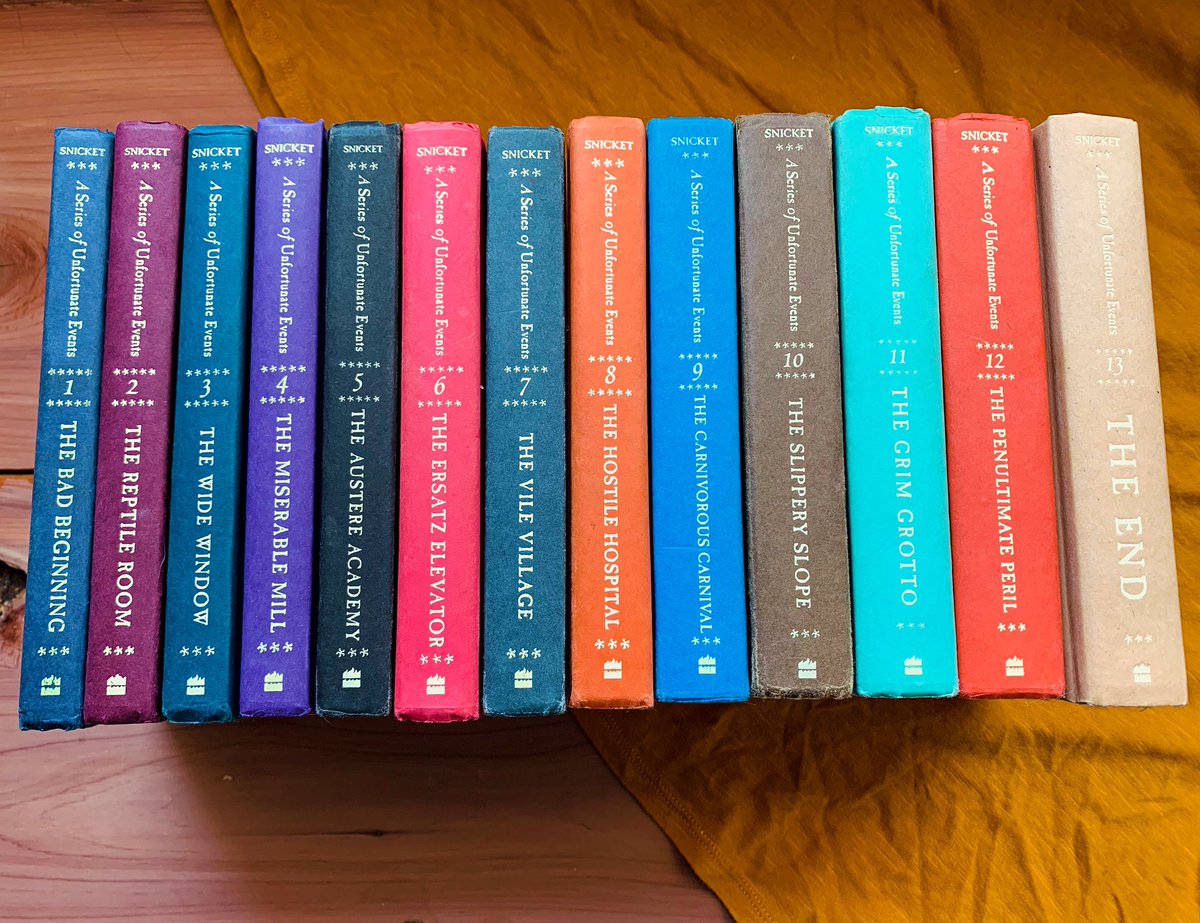 honeybeagames's tweet photo. Just wanted to show off my completed A Series Of Unfortunate Events collection! 
They were all found at my favorite used bookstores! https://t.co/N6AJ3MUK7P