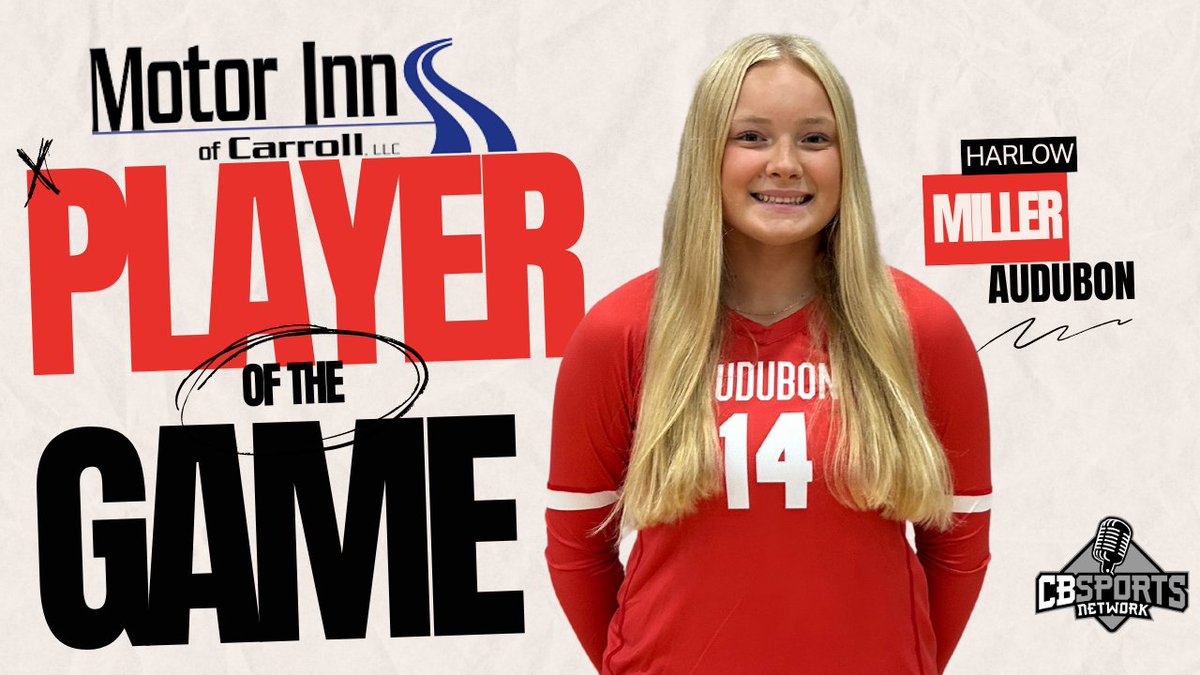 jeff blankman (@huskerblankman) on Twitter photo Congratulations to Harlow Miller of Audubon on being named Motor Inn Player of the Game Vs Riverside on Thursday, September 19th. Miller was Audubons best hitter as she recorded a team-high 13 kills in a 3-0 loss to Riverside.
<a href="/gowheelers/">Audubon Schools</a> <a href="/HarlowMiller9/">Harlow Miller</a> <a href="/mavgrad2002/">Darran Miller</a> Congratulations to Harlow Miller of Audubon on being named Motor Inn Player of the Game Vs Riverside on Thursday, September 19th. Miller was Audubons best hitter as she recorded a team-high 13 kills in a 3-0 loss to Riverside.
<a href="/gowheelers/">Audubon Schools</a> <a href="/HarlowMiller9/">Harlow Miller</a> <a href="/mavgrad2002/">Darran Miller</a>