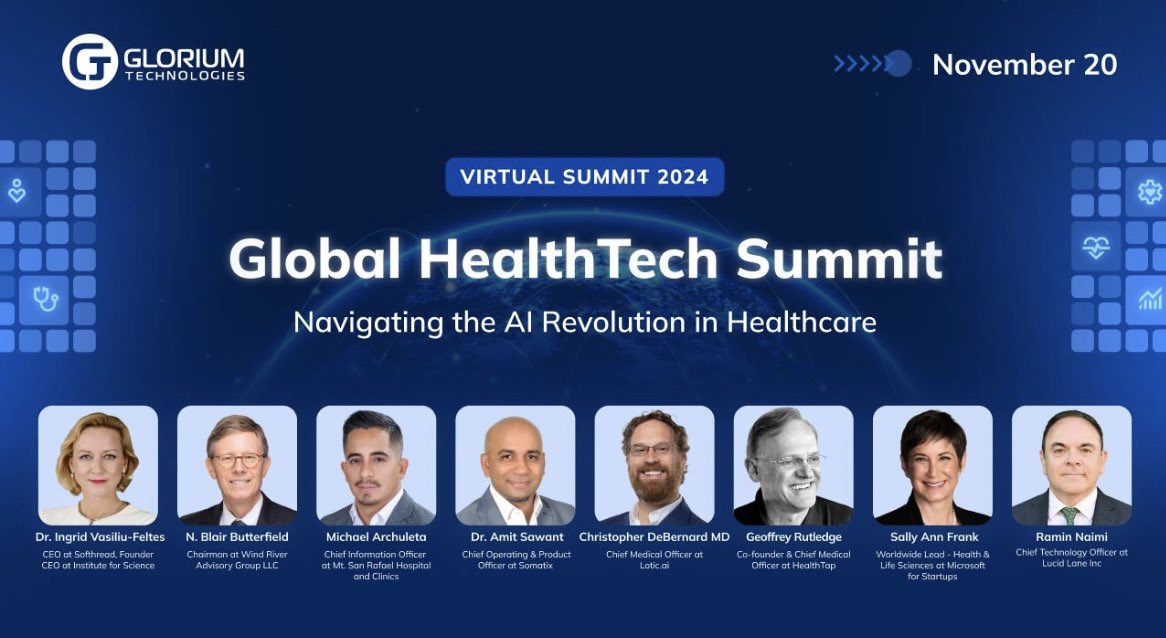 Michael81082's tweet image. Excited to be speaking @ the Global #HealthTechSummit on Nov 20! Join us as we explore how #AI is revolutionizing #healthcare improving patient outcomes &amp;amp; driving innovation. Don't miss out on insights from top healthcare &amp;amp; tech leaders! 💡 Register here: lnkd.in/eK-3y2WQ