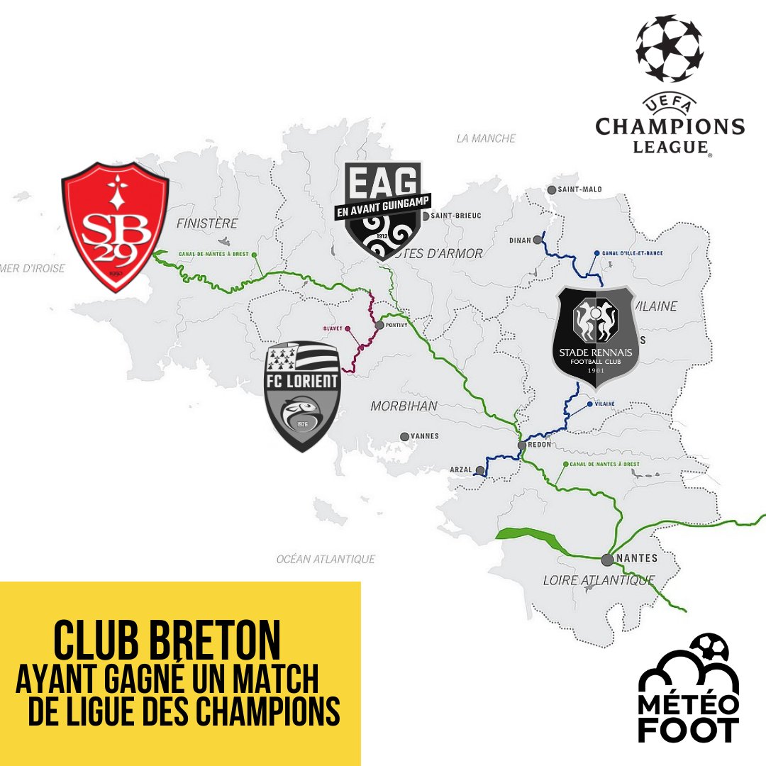 MeteoFootMaps's tweet photo. ✨️ Taquin hier, sérieux aujourd'hui. Le sourire que doivent avoir les brestois ce matin..!

..Si votre club apparaît coloré sur cette map, c'est qu'il est devenu hier soir, le PREMIER club breton à REMPORTÉ un match de Ligue des Champions !

@SB29 

#Ligue1 https://t.co/BifZPVDm3O