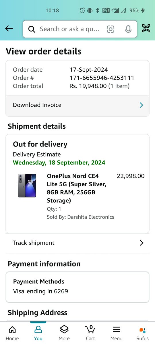 robin_goyal's tweet photo. @amazonIN @AmitAgarwal Delivery was scheduled on 18.09, false update by delivery guy, customer care doesn't provide correct info and solution. All misleading info from Amazon India and no efforts to contact customer in case of ambiguity in delivery. 3 days followup for no use. https://t.co/XX4HUfcyo8
