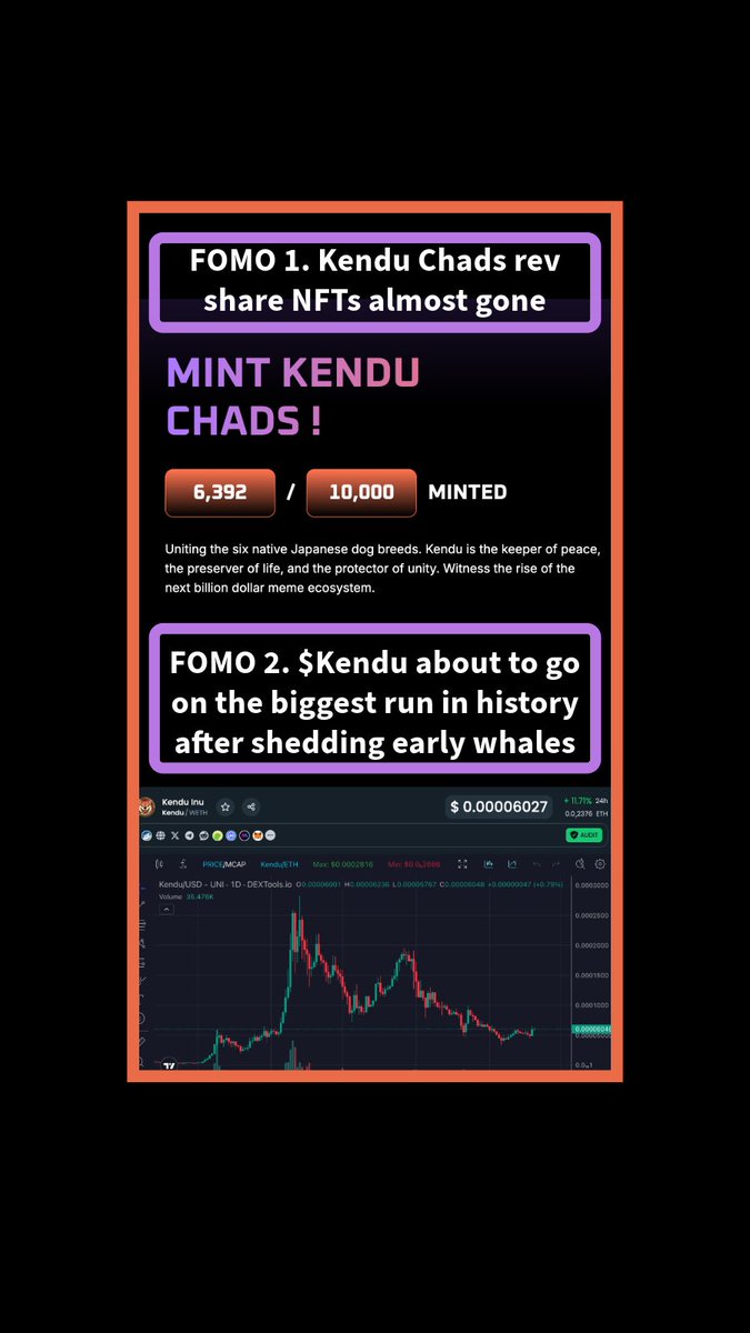 snowflakeguru's tweet image. The $KENDU #FOMO is going to be very very real.

@KenduChads will get so much more expensive as Kendu market cap rises. 

And this is just the beginning of an entire ecosystem.

You have had plenty of time to accumulate. #ETH