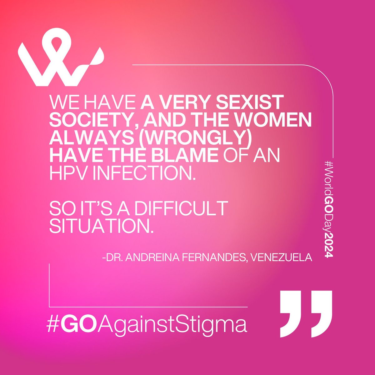 Why is World Gynecologic Oncology Day needed? 🤔 

Because of where they are located in the body, gyn cancers are often under-discussed. This is often especially true for cancers caused by the HPV virus: cervical, vulvar &amp; vaginal cancer.

#WorldGODay2024