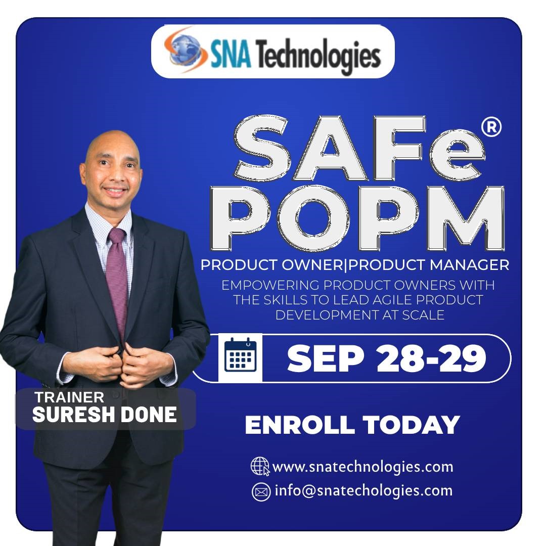 Enroll Now and Reserve your spot to attend the SAFe® Product Owner/Product Manager Certification Online (Virtual) Live Training from 28th - 29th Sept 2024.

SNA has a 99% certification pass record of accomplishment.

Any queries, please do contact - info@snatechnologies.com