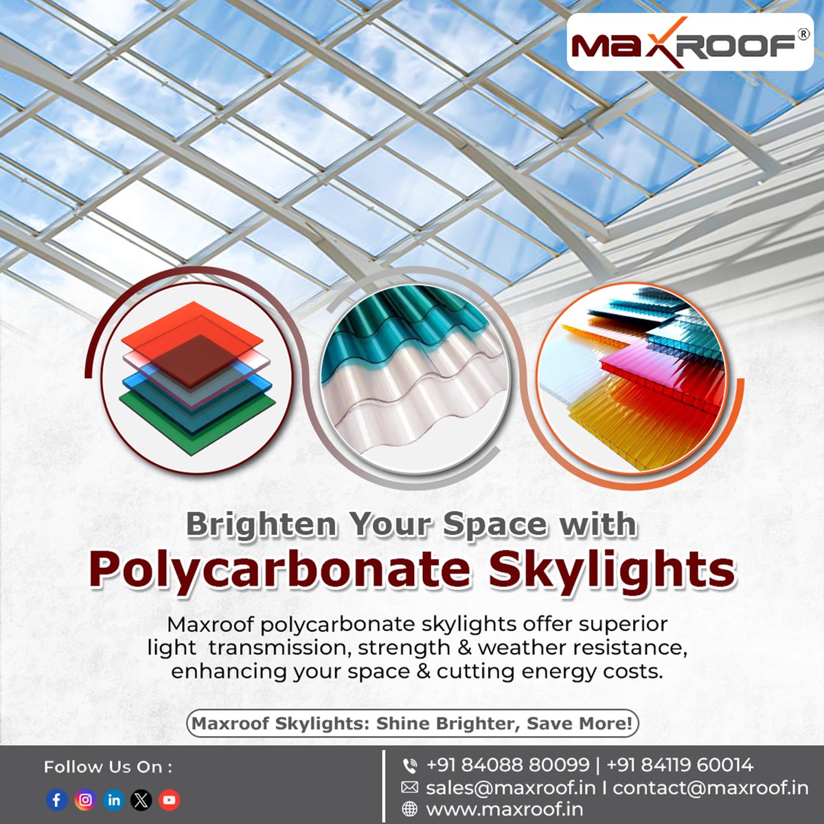 maxroofindia's tweet image. Brighten your space with #Maxroof Skylights—durable, energy-efficient, and full of natural light. 🌞

#roofingsolutions #daylightingsystems #skylightmanufacturers #fyp #explore #sustainablelightingoptions #weatherresistantmaterials #durableskylights #maxroof