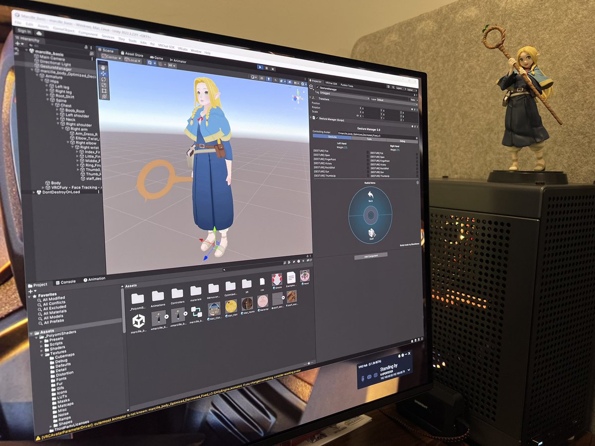Kezzism's tweet photo. Trying to get Marcille ready for #CozyCon this weekend!! 

Prop toggles working well, face tracking is ready. The only thing torturing me now is the skirt 😩 https://t.co/I1BKWkK1yX