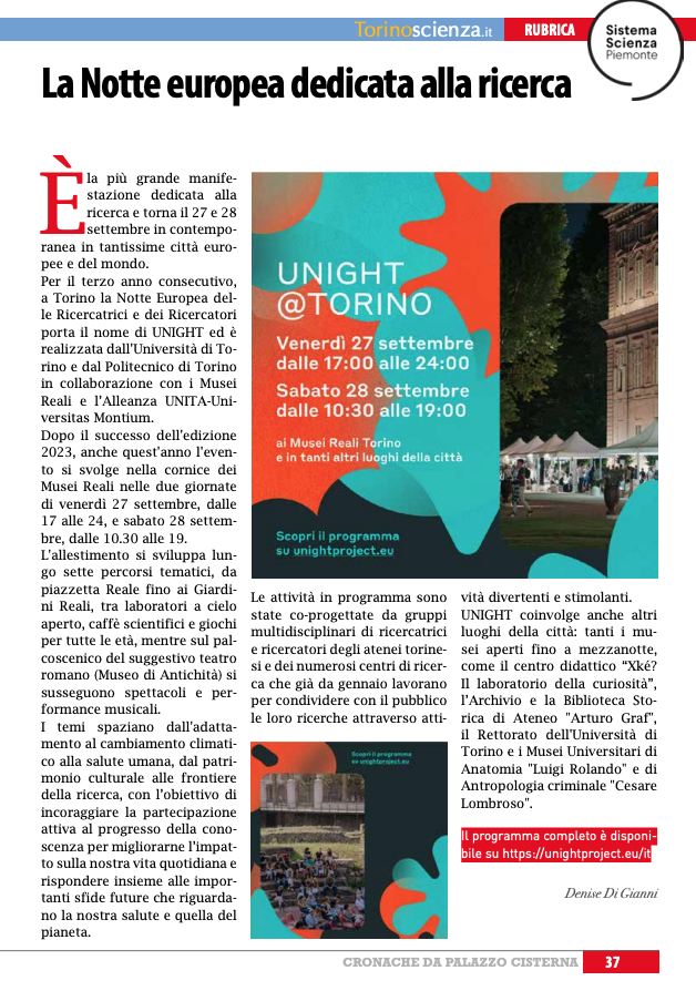 ToScienza's tweet photo. Su #Cronache di @CittaMetroTO, nella rubrica dedicata a #scienza e #sistemascienzapiemonte parliamo della Notte Europea dei Ricercatori e delle Ricercatrici #UNIGHT organizzata da @unito e @PoliTOnews il 27 e 28 settembre https://t.co/f5wgehtmYZ