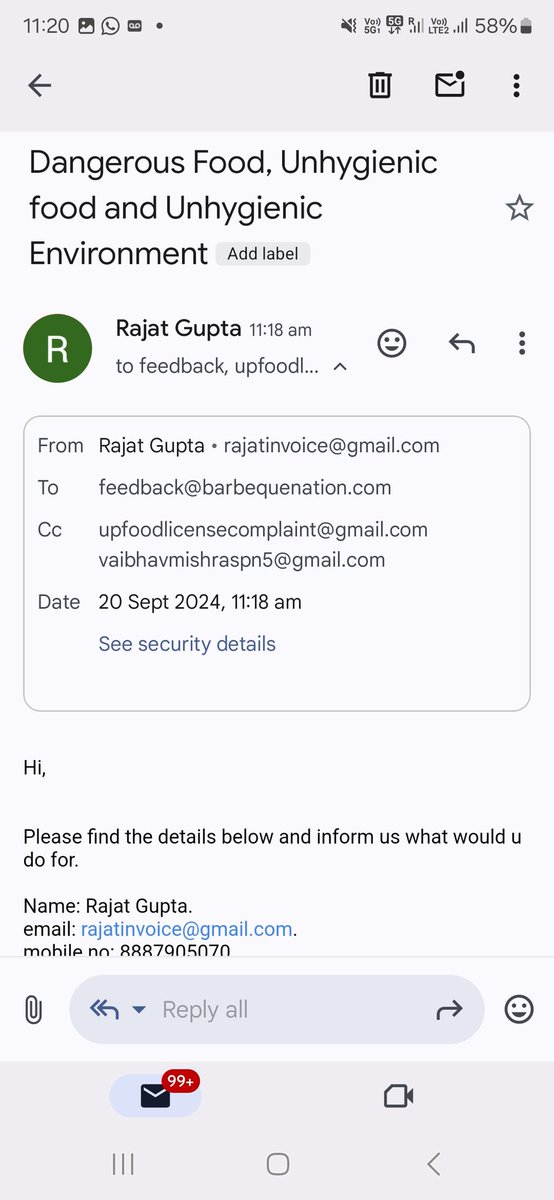 Ngdev3's tweet image. @BarbequeNation @fssaiindia @FSSAIUP