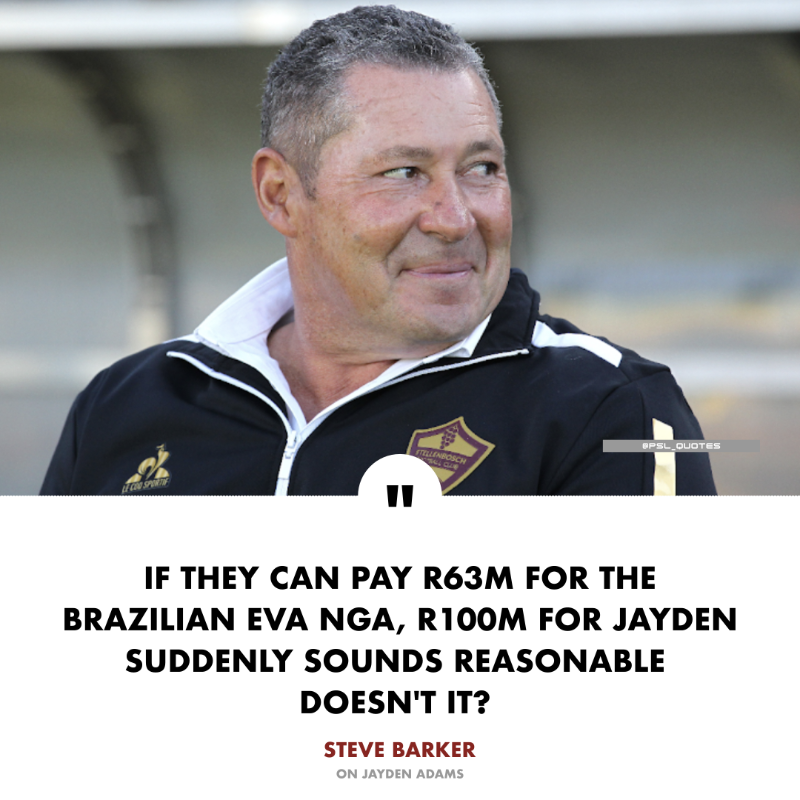 Stellenbosch FC coach, Steve Barker, has given his thoughts on the pursuit of Jayden Adams by Mamelodi Sundowns 🚨

The gaffer has hinted Masandawana will have to exceed what they paid for Brazilian Arthur Sales.