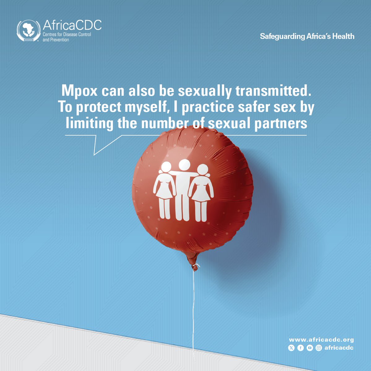 To protect ourselves from mpox, let’s practice safer sex. 
#Stopmpox #Awareness #AfricaResponds