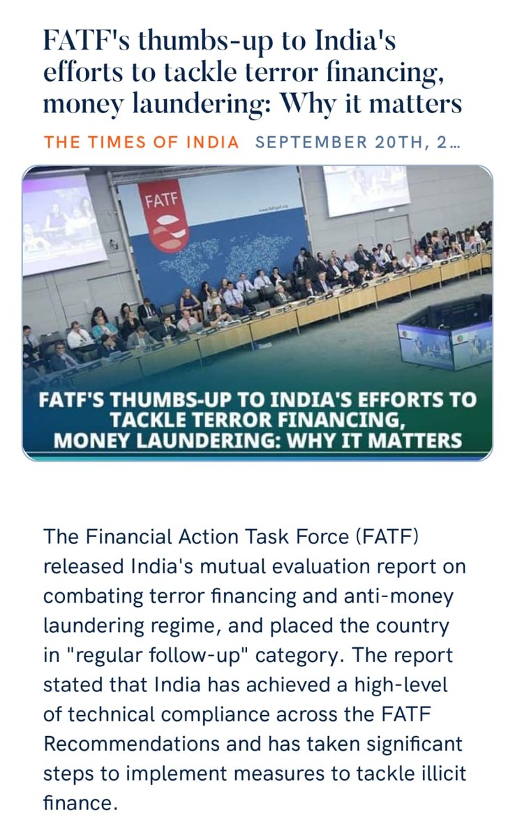 KirenRijiju's tweet photo. FATF's thumbs-up to India's efforts to tackle terror financing, money laundering: Why it matters
https://t.co/6TgKG2FFyS via NaMo App https://t.co/1t5jhnXEGU
