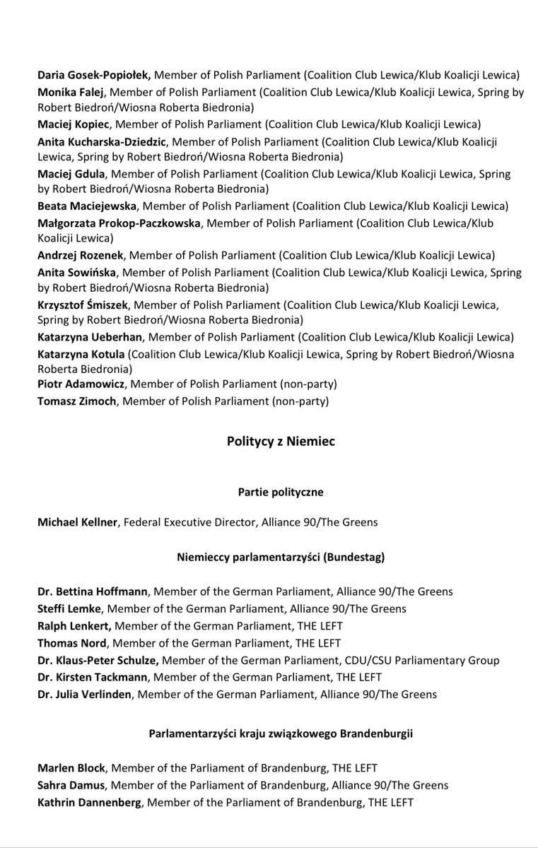 ma_golinska's tweet photo. Politycy z Polski ręka w rękę z politykami z Niemiec wzywali w 2021 roku https://t.co/LkN71MC9uG. KE i Bank Światowy do wstrzymania finansowania inwestycji (w tym inwestycji przeciwpowodziowych!!!) na Odrze. Taki apel z pewnością pasuje Niemcom, które w odpowiedzi wskazały, że i tak żadnych prac (poza utrzymaniowymi) nie prowadzą. A co z interesem Polski? Bezpieczeństwem Polaków? 
Zobaczcie kto podpisał to wezwanie, będziecie wiedzieć jaki jest sposób myślenia ludzi, którzy dzisiaj odpowiadają za Polskę.
