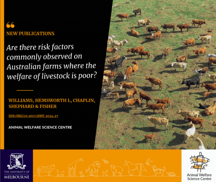 Animal Welfare Science Centre (@awscicent) on Twitter photo New research from <a href="/AWSciCent/">Animal Welfare Science Centre</a> <a href="/SciMelb/">Science at Melbourne</a> & colleagues has explored if there are risk factors commonly observed on Australian farms where livestock welfare is poor #openaccess cambridge.org/core/journals/… New research from <a href="/AWSciCent/">Animal Welfare Science Centre</a> <a href="/SciMelb/">Science at Melbourne</a> & colleagues has explored if there are risk factors commonly observed on Australian farms where livestock welfare is poor #openaccess cambridge.org/core/journals/…