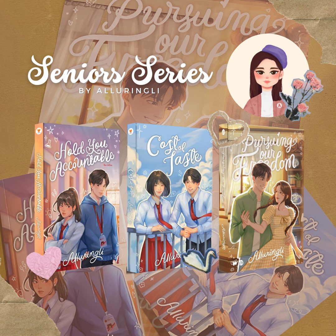 seniors series ✨ 

thank you for manifesting them to have their own physical copies!

forever grateful to <a href="/rebIuna/">lorisa ?!</a> and <a href="/floehymn/">nana</a> for sharing their talent for my books! mahal ko kayo 🫀