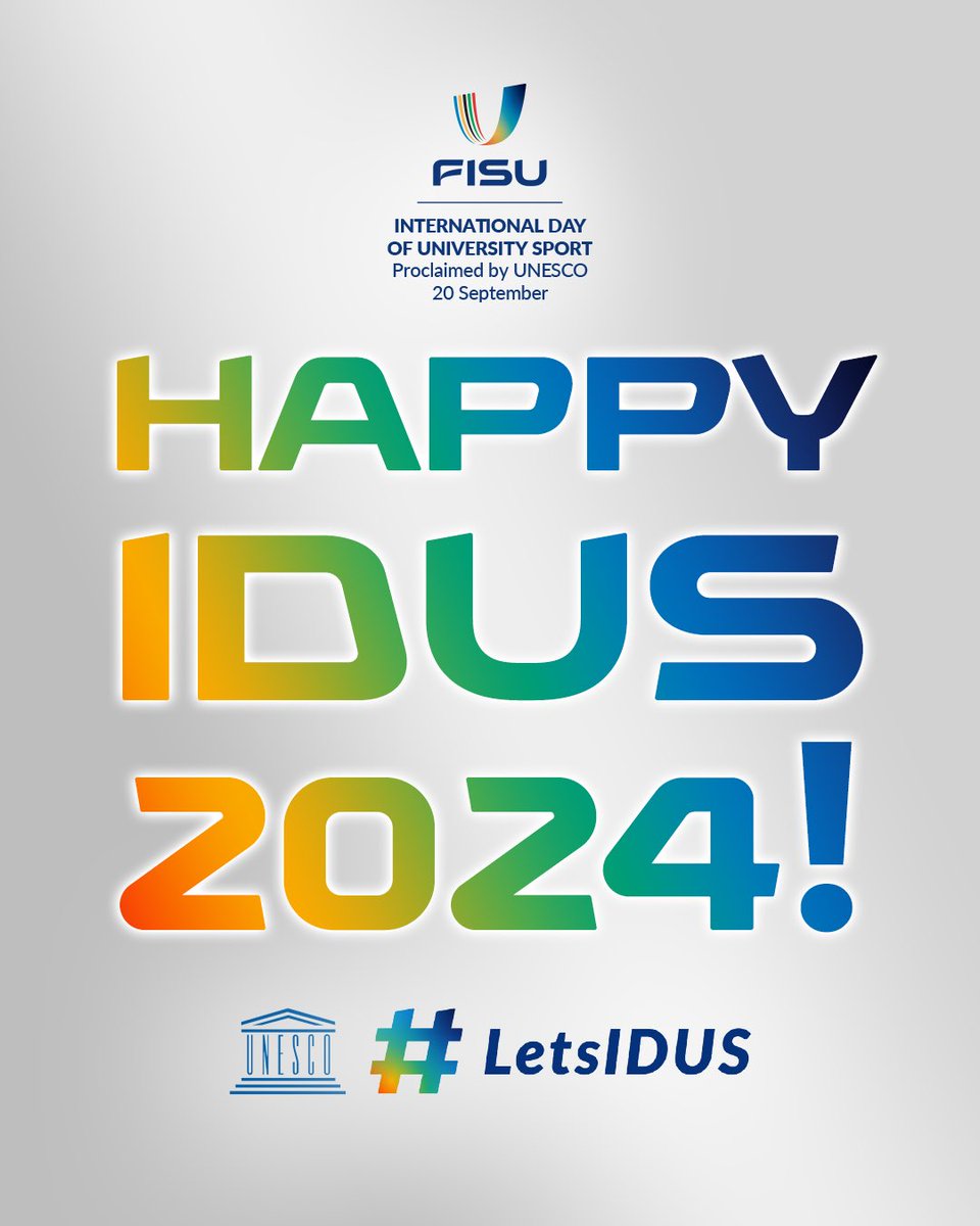 FISU's tweet photo. Happy International Day of University Sport! 🥳 #LetsIDUS
In 2016, FISU with the support of @UNESCO claimed the 20 September as IDUS, the International Day of University Sport. Since then, students and all other actors of the university sport have been celebrating this special day all over the planet.
More info👇
https://t.co/K6g8deLJ22
