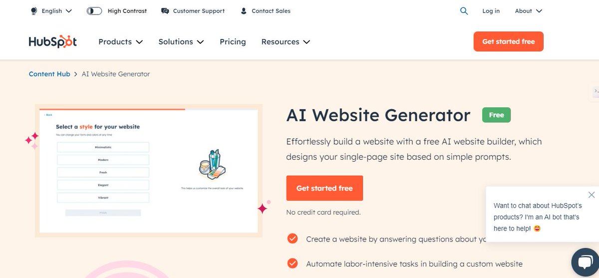 FarheenPar41's tweet photo. Build a website in minutes with HubSpot's AI Website Generator! 🤖
Choose a style, answer a few questions, and let AI do the rest. It's free and no credit card needed.
Link: https://t.co/n8iNzTLvlW
Follow me for more AI insights!!
#AI #WebsiteBuilder #HubSpot #EasyWebsite https://t.co/EfVX79NDdE