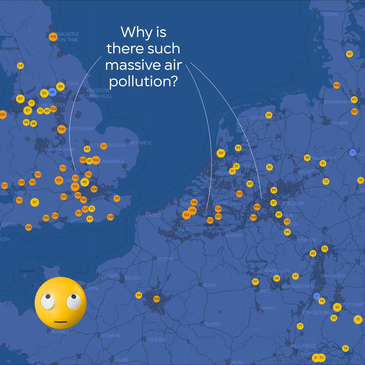 NeboLive's tweet photo. Hey, what's going on with the air? A huge area is signaling pollution. Please don't tell me it's because of fireplaces... Colleagues, any ideas? #AirQuality #Pollution #Environment @achimdittler @mwt2008 https://t.co/xTbaFtWRja
